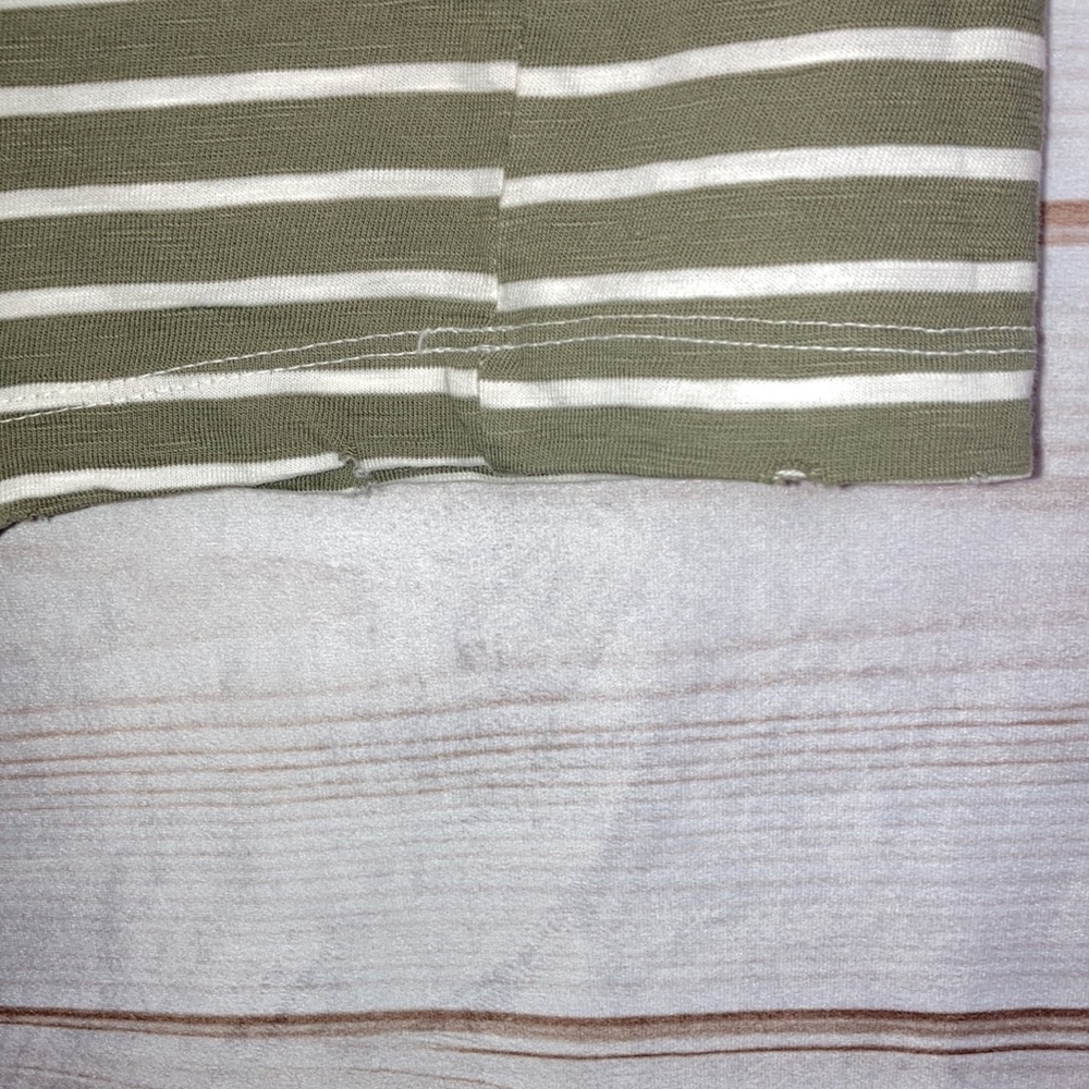 Current/Elliott The 3/4 Sleeve Tee Dress in Army Green Stripe - Size 3 - Picture 10 of 11